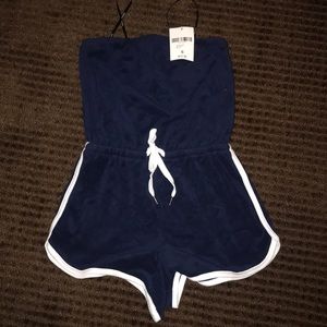 Blue and white romper